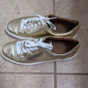 Frye Gold Sneakers with White Laces